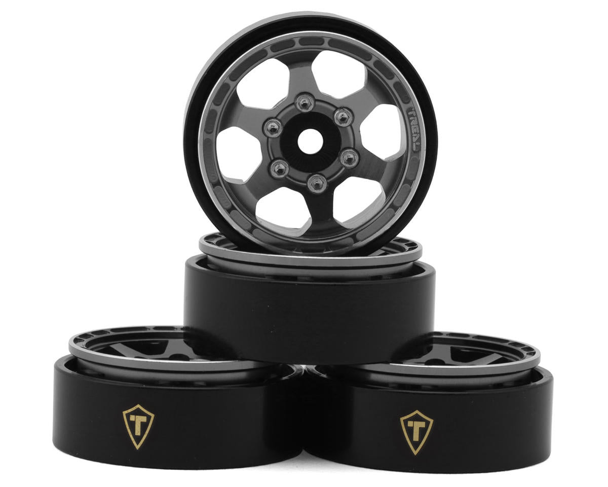 Treal Hobby Type D 1.0" Concave 6-spoke Beadlock Wheels (Grey) (4) TLHTSCX24-151