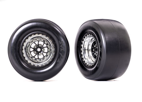 Traxxas Weld Black Rear Wheels & Smoke MT Tires (2) TRA9477R