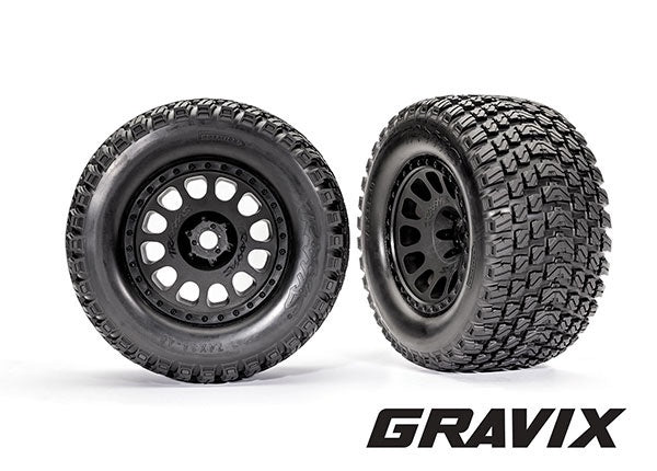 Traxxas Xrt Black Wheels w/ Gravix Race Tires (2) TRA7872