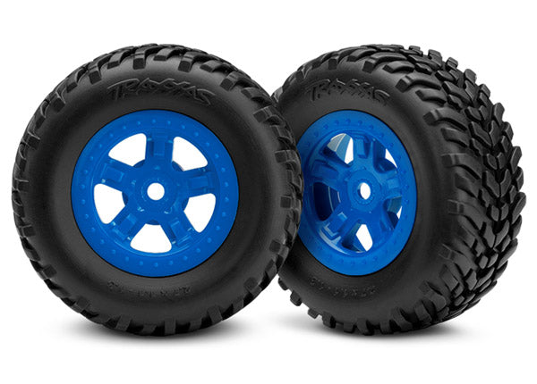 Traxxas Blue 5-spoke Wheels w/ SCT Tires (2) TRA7674