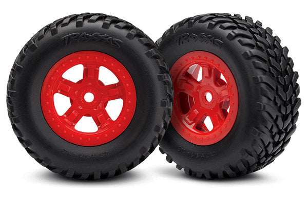 Traxxas Red 5-spoke Wheels w/ SCT Tires (2) TRA7674R