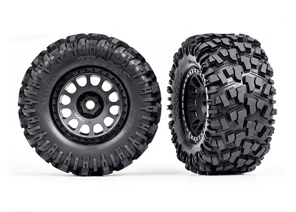 Traxxas Xrt Matte Black Wheels w/ Maxx At Tires (2) TRA7875