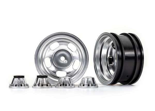 Traxxas 2.2" Slotted Satin Chrome Wheels (2) TRA8158