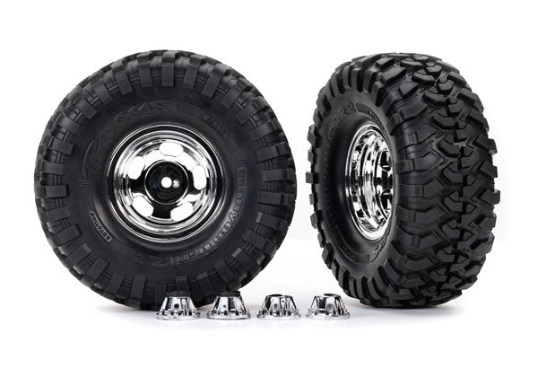 Traxxas 2.2" Slotted Chrome Wheels & Canyon Trail Tires (2) TRA8159X