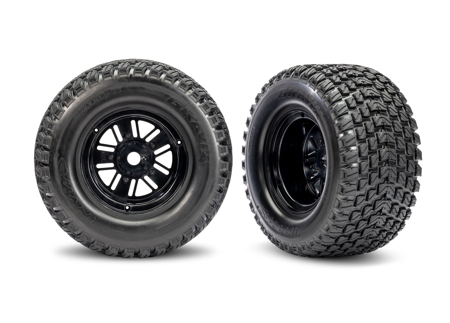 Traxxas Black Rear Funco Wheels & Gravix Tires (2) TRA10947