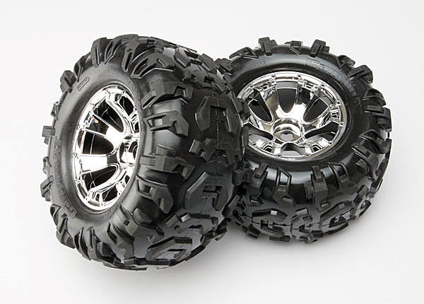 Traxxas Geode 3.8" Chrome Wheels & Canyon At Tires (2) TRA5673