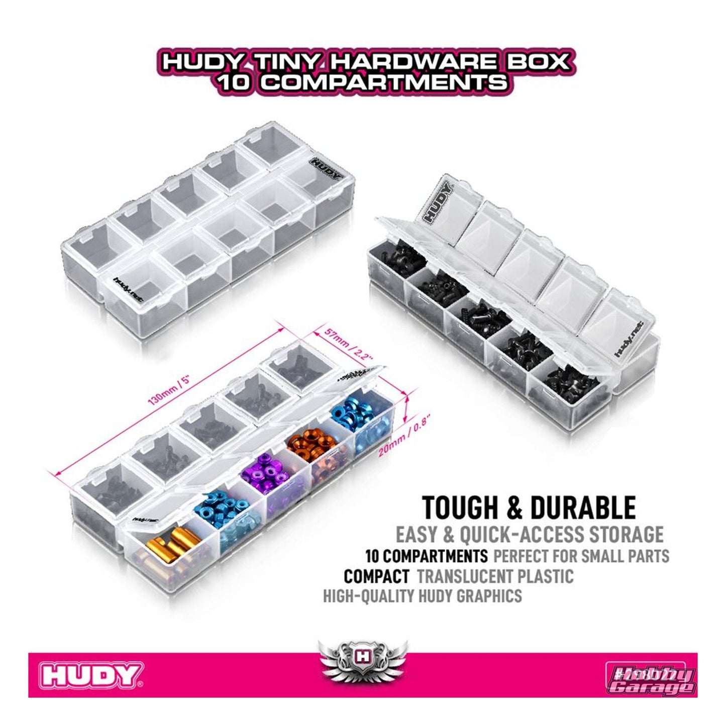 Hudy Tiny Hardware Box - 8-Compartments HUD298022