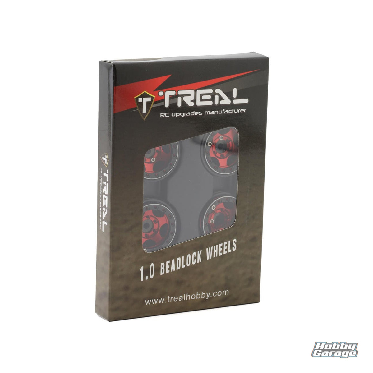 Treal Hobby Type B 1.0" 5-Spoke Beadlock Wheels (Black/Red) (4) (22.4g) TLHTSCX24-46