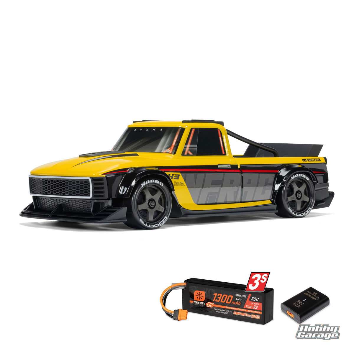ARRMA 1/12 INFRACTION GROM 3S 4X4 RTR Brushless All-Road Street Bash (Battery & Charger Included), Yellow/Black ARA2315ST2