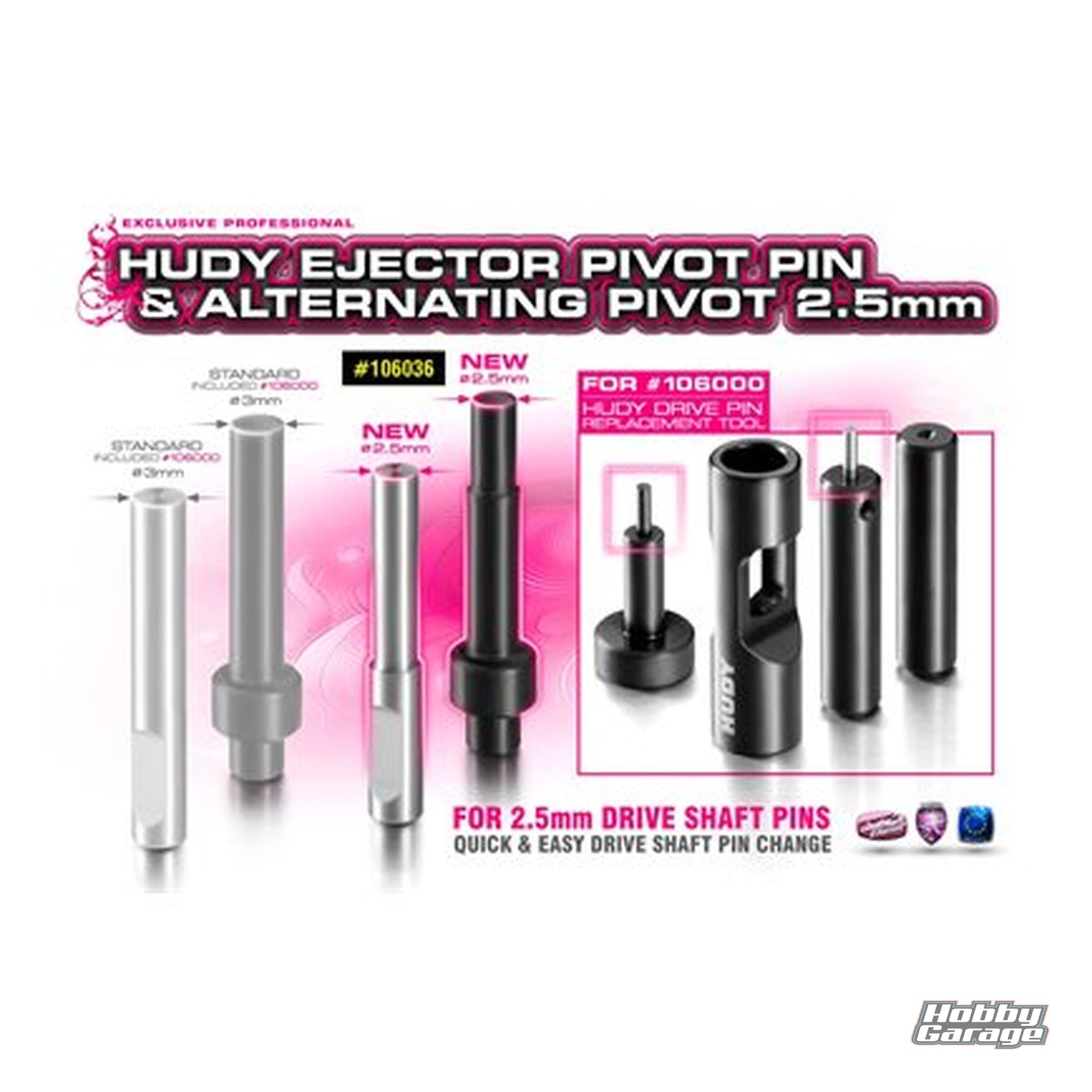 HUDY Ejector Pivot Pin & Alternating Pivot 2.5Mm For #106000 HUD106036