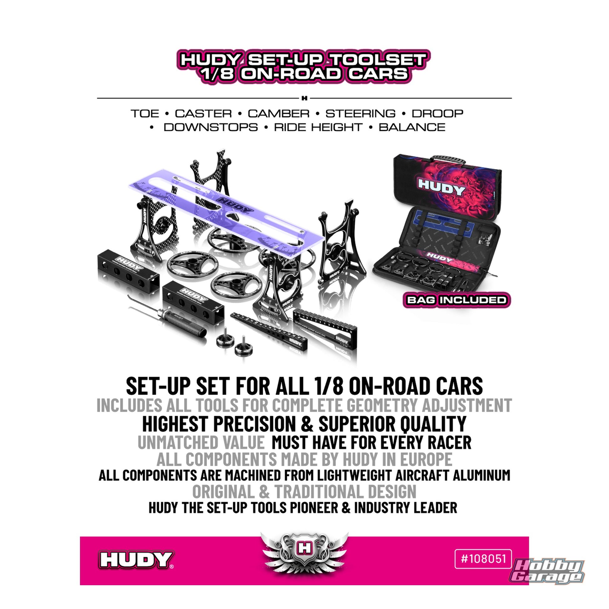 Hudy Set-Up Toolset 1 / 8 On-Road Cars HUD108051