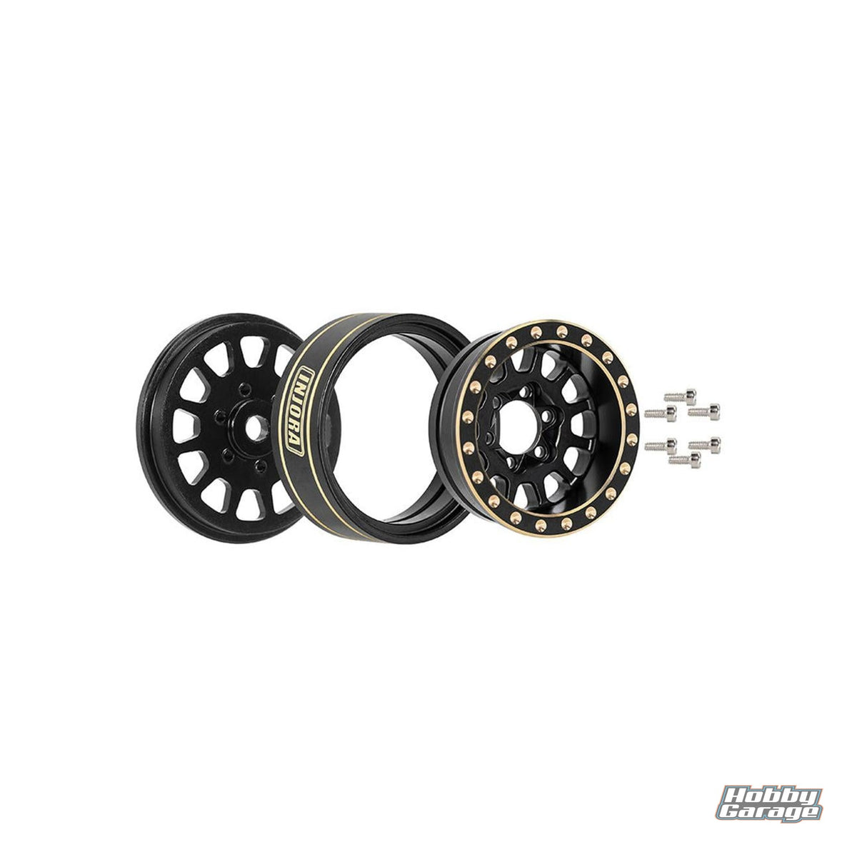 Injora 1.0" Brass Multi-Spoke Micro Rock Crawler Beadlock Wheels (42g ea) INJYQW-1101BK
