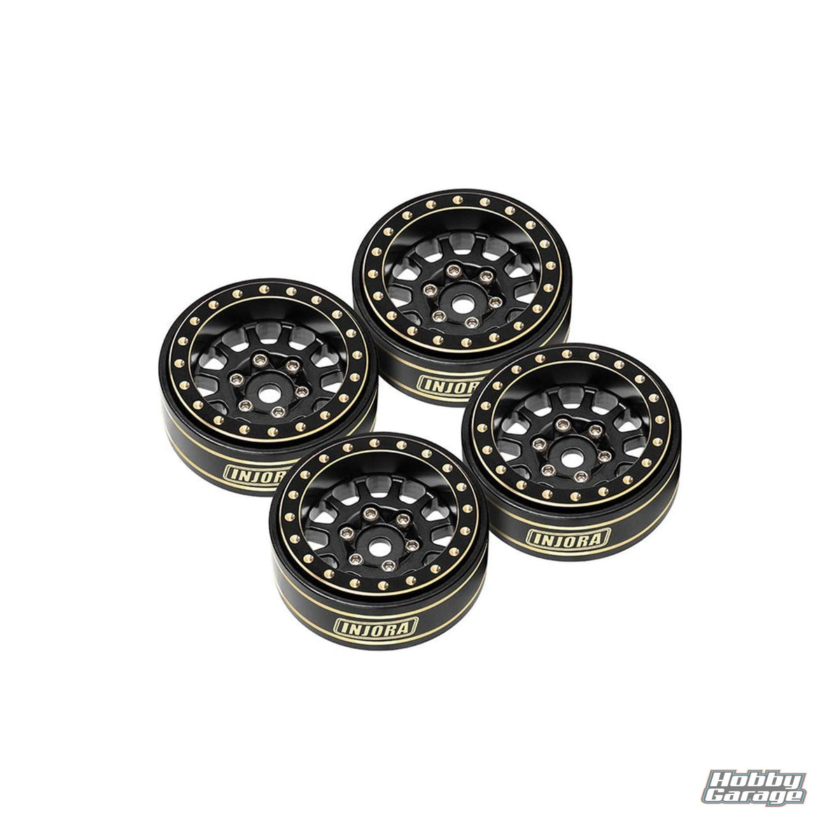 Injora 1.0" Brass Multi-Spoke Micro Rock Crawler Beadlock Wheels (42g ea) INJYQW-1101BK