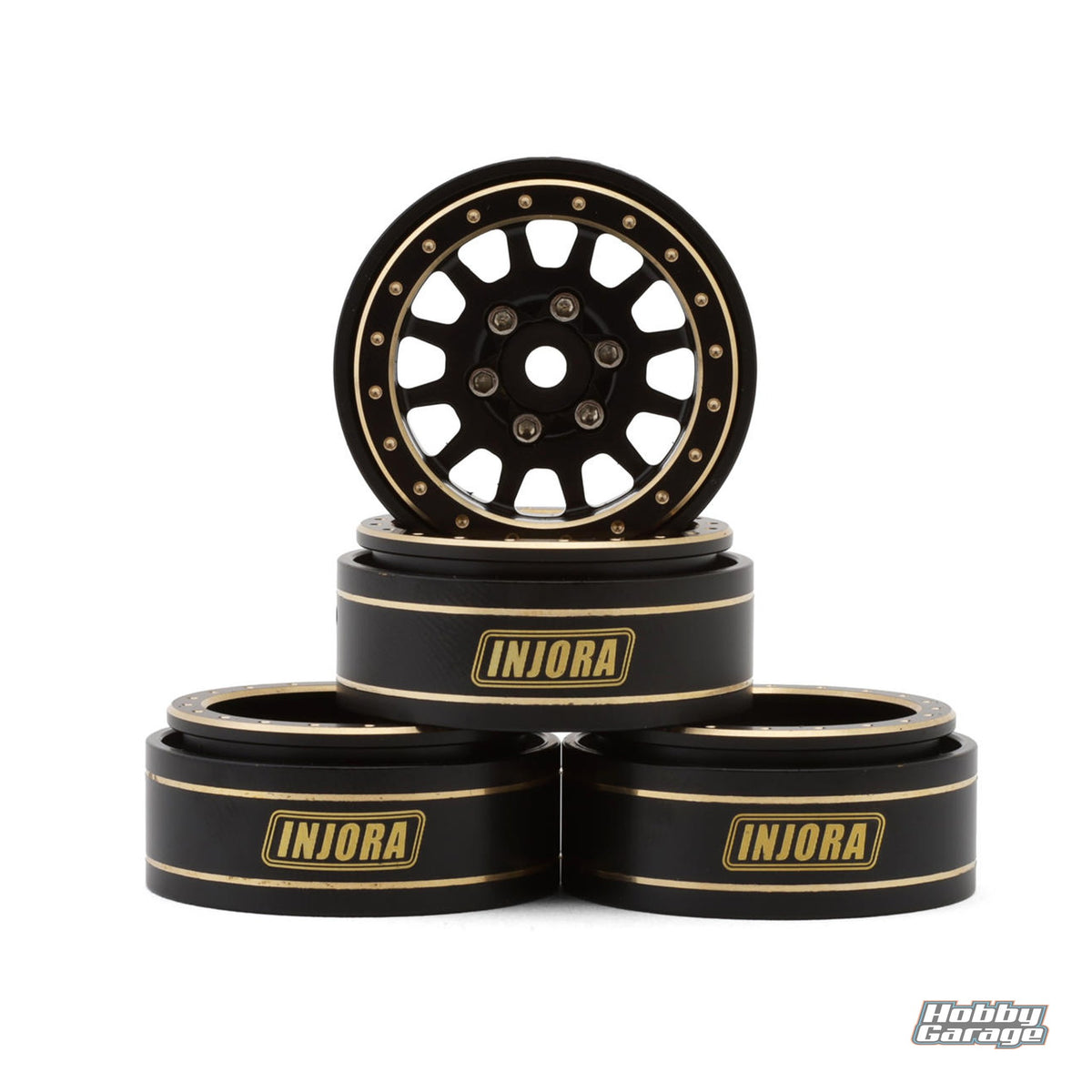Injora 1.0" Brass Multi-Spoke Micro Rock Crawler Beadlock Wheels (42g ea) INJYQW-1101BK