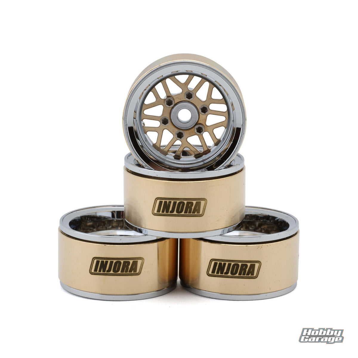 Injora 1.0" Deep Dish Aluminum Micro Crawler Beadlock Wheels w/Swamp Claw Tires INJYQW-MW1014SR-1014