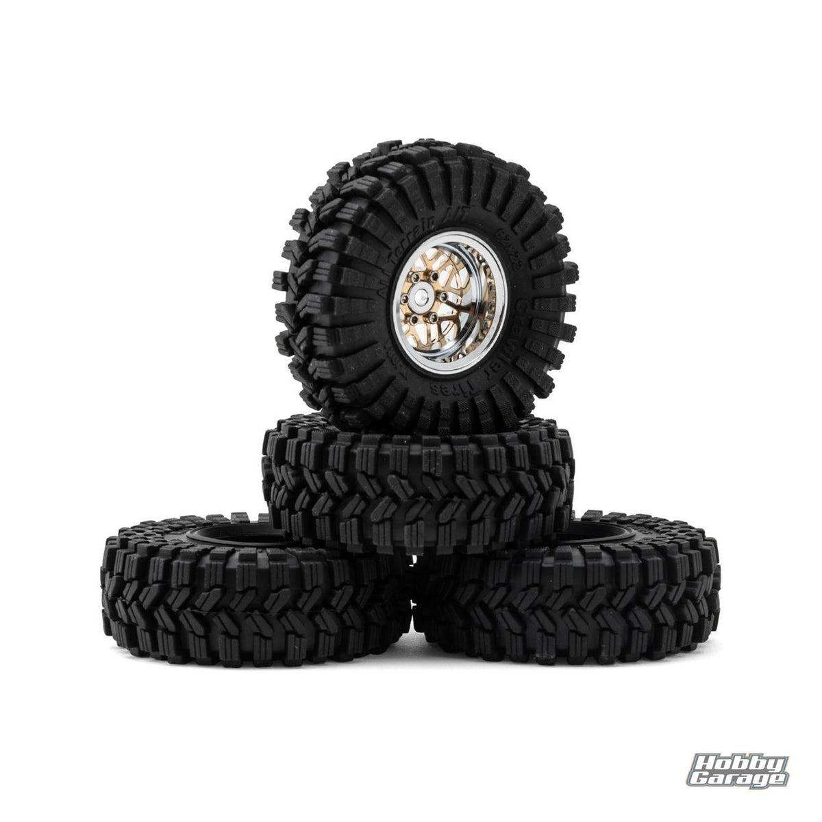 Injora 1.0" Deep Dish Aluminum Micro Crawler Beadlock Wheels w/Swamp Claw Tires INJYQW-MW1014SR-1014
