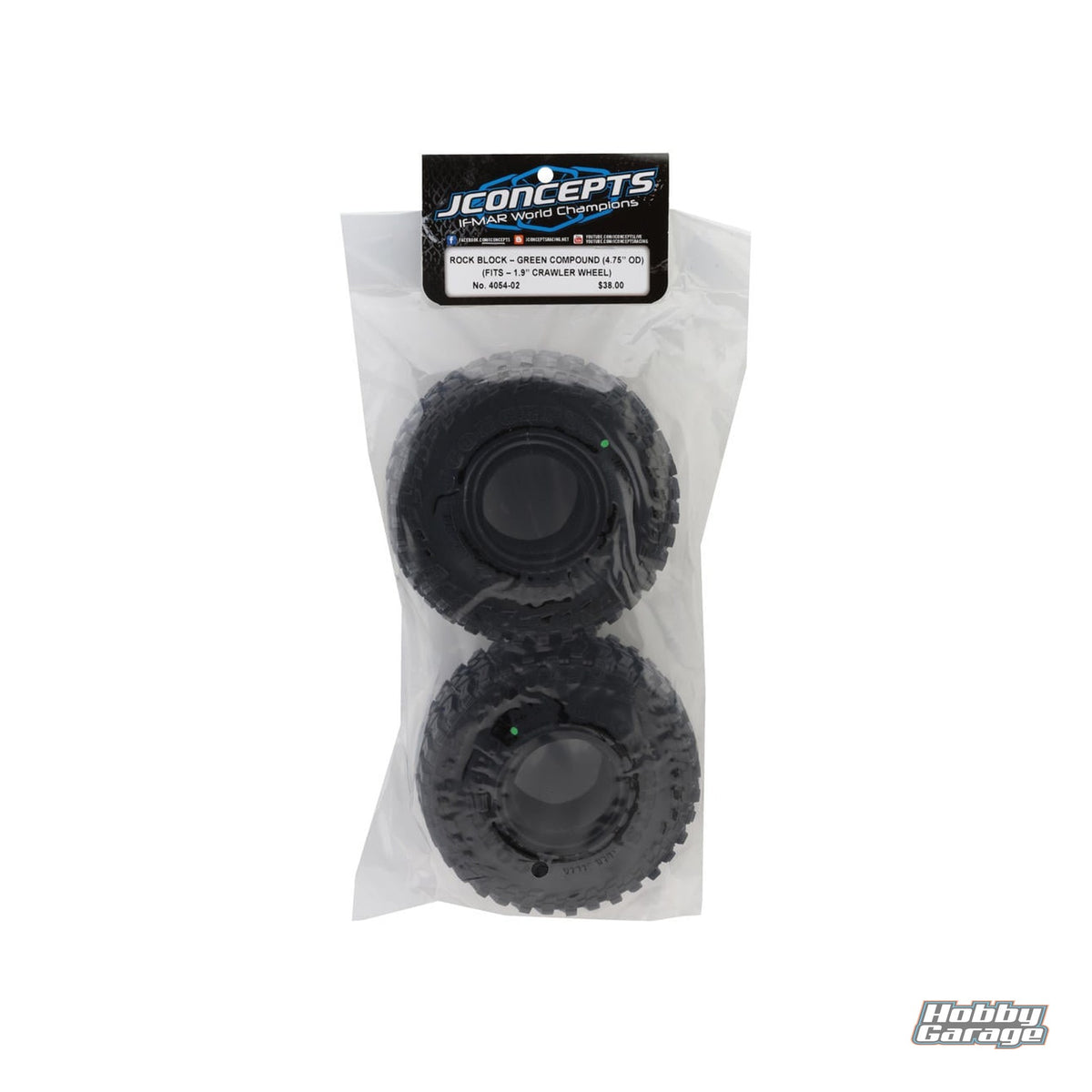 JConcepts Rock Block 1.9" 1/10 Rock Crawler Tires (2) (4.75" - Class 2) (Green) JCO4054-02