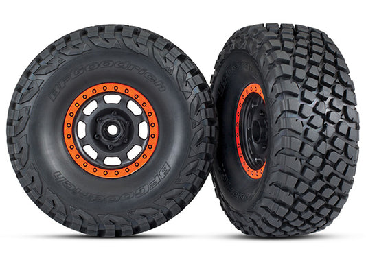Traxxas Desert Racer Black & Orange Wheels w/ Bfg Tires (2) TRA8472