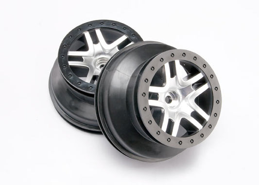Traxxas SCT Satin Chrome & Black Split-spoke Wheels (2) TRA5876