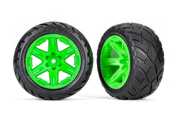Traxxas Rxt 2.8" Green Wheels & Anaconda Tires (2) TRA6775G