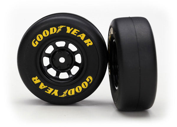 Traxxas 1.9" Black 8-spoke Wheels w/ Slick Tires (2) TRA7378
