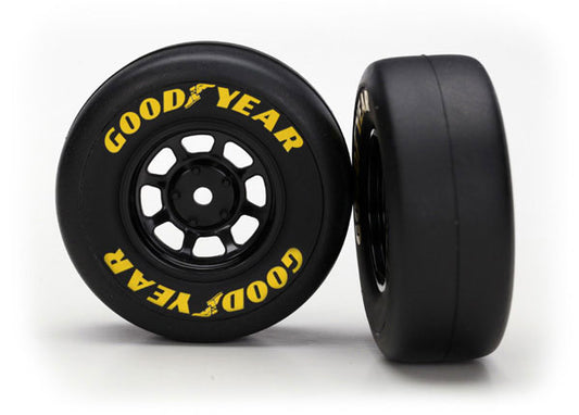 Traxxas 1.9" Black 8-spoke Wheels w/ Slick Tires (2) TRA7378