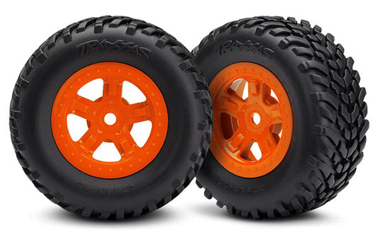 Traxxas Orange 5-spoke Wheels w/ SCT Tires (2) TRA7674A