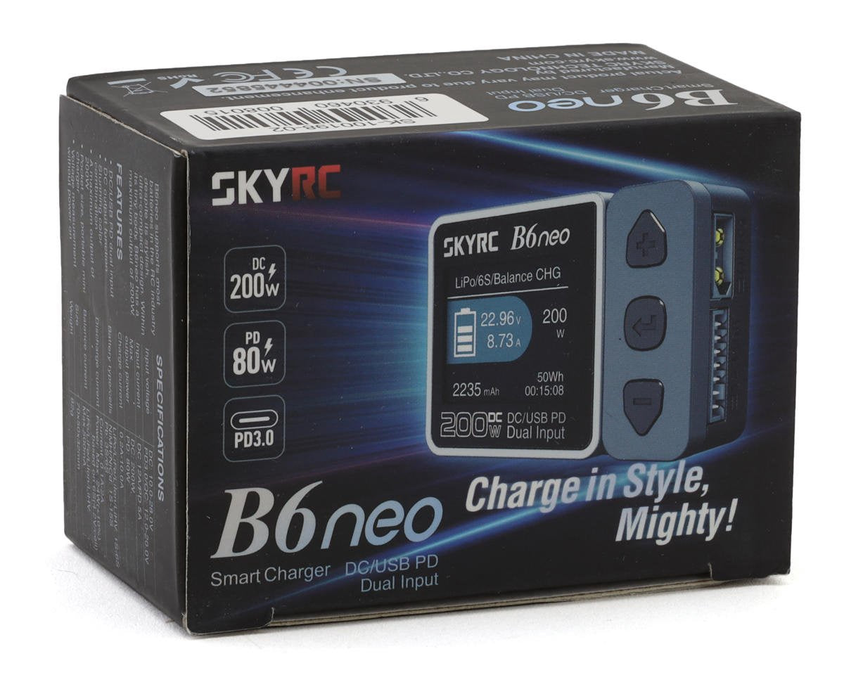 Skyrc B6neo Lipo/lihv/life DC Battery Charger (6S/10A/200W) (Red/blue) SKY-100198-02