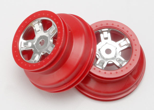 Traxxas 1/16 Satin Chrome & Red SCT Wheels (2) TRA7072A