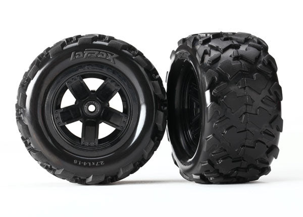 Traxxas Teton Black 5-spoke Wheels & Tires (2) TRA7672
