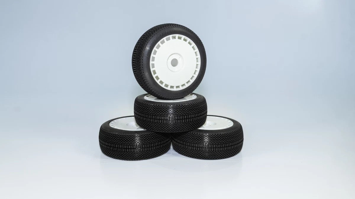 Dialed RC DIALED-RC V3 Soft Long Wear 1/8 Buggy Tires Pre-Glued (White Spoke) 9420V3SLWGW