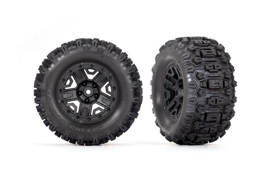 Traxxas 2.8" Black 5-spoke Wheels & Sledgehammer Tires (2) TRA3778