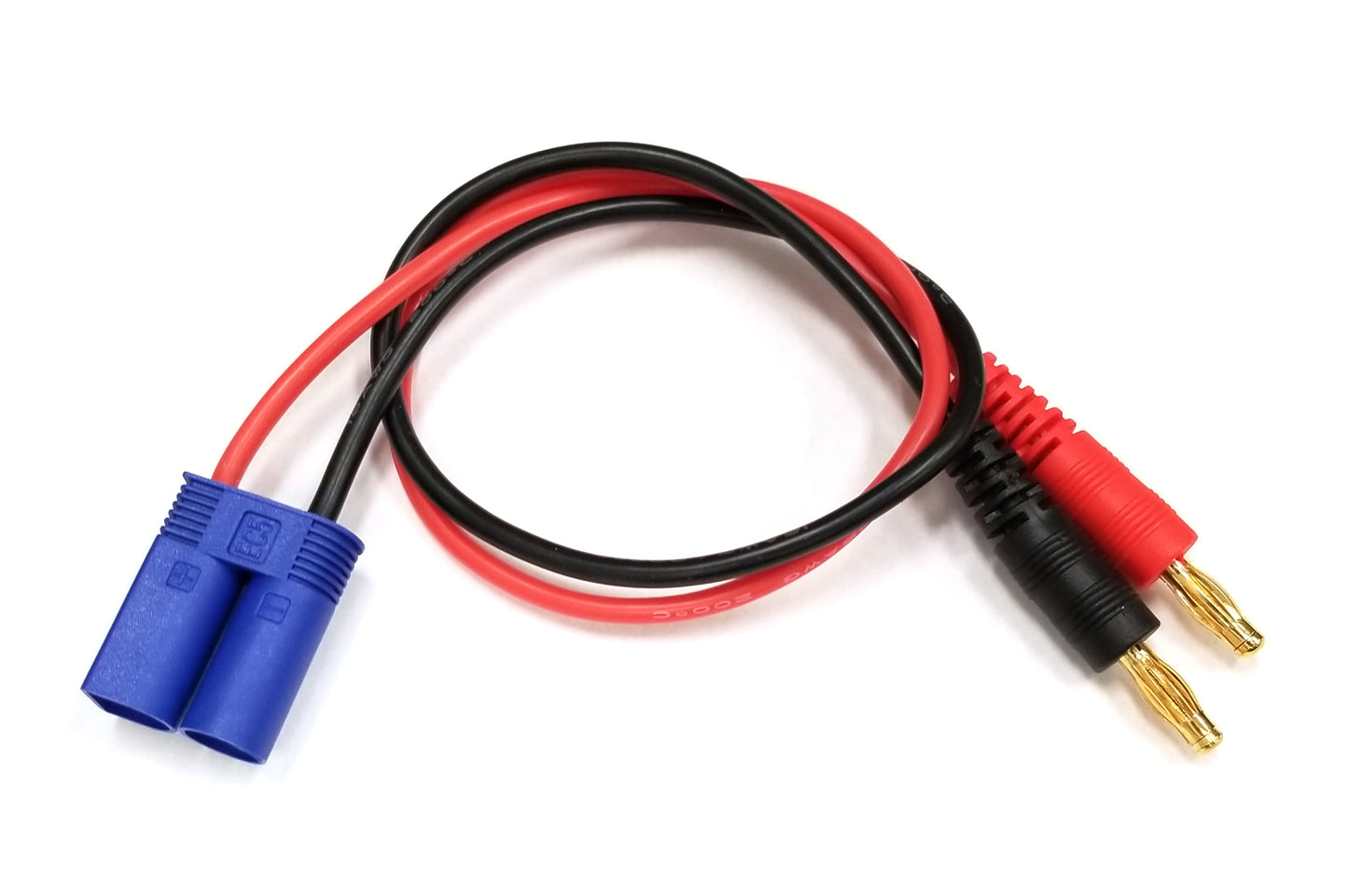 Racers Edge Charge Adapter: EC5 Device to Male 4mm Bullets- 300mm Wire RCE1617