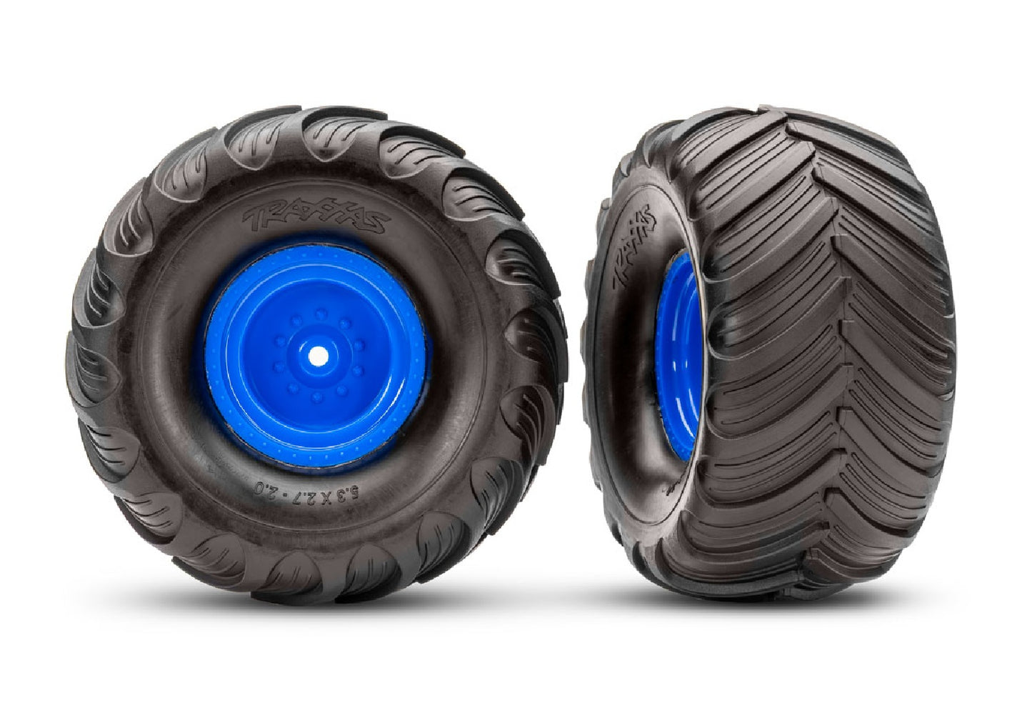 Traxxas Blue Monster Truck Wheels & Terra Groove Tires (2) TRA3663-BLUE