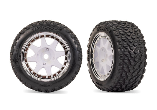 Traxxas White & Chrome Front Mini Rally Wheels W/hard Tires (2) TRA10872-WHTC