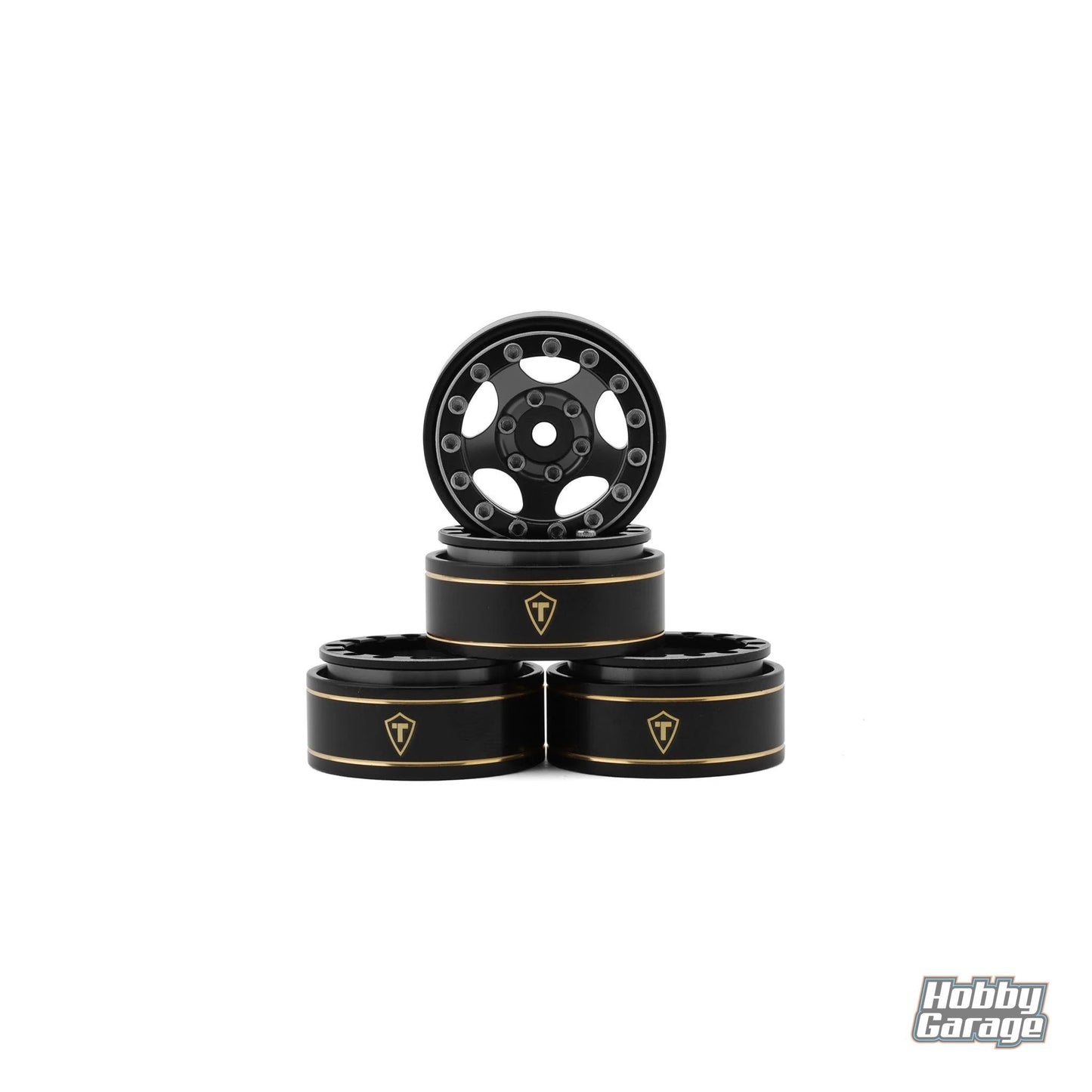 Treal Hobby Type B 1.0" 5-Spoke Beadlock Wheels (Black/Grey) (4) (22.4g)