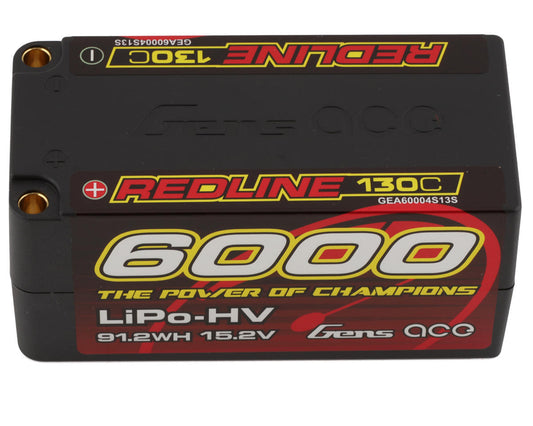 Gens Ace Redline 4S Lihv Lipo Shorty Battery 130C (15.2v/6000mah) W/5mm GEA60004S13S