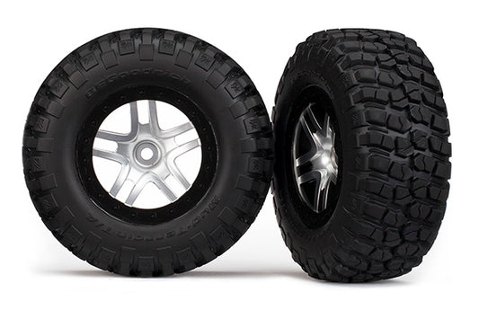 Traxxas SCT Satin Chrome & Black Wheels & Bfg Tires (2) TRA5877