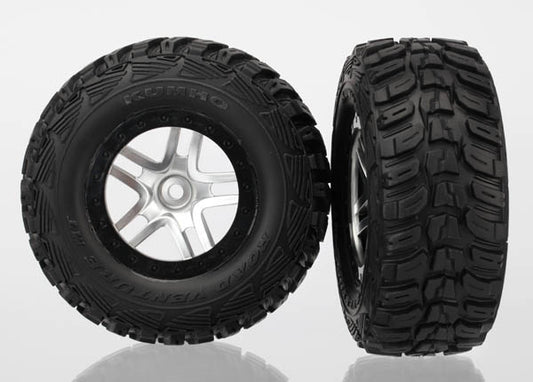 Traxxas Satin Chrome & Black Wheels w/ Kumho Tires (2) TRA6874