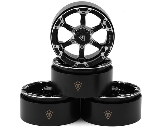 Treal Hobby Type 4P 1.9" 6-spoke Beadlock Wheels (Black) (4) TLHTWHEELS-01