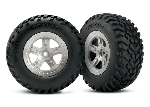 Traxxas SCT Satin Chrome Wheels & Off-road Tires (2) TRA5873