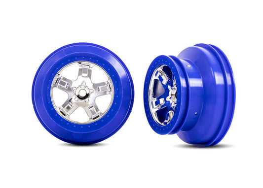 Traxxas Split-spoke Chrome & Blue SCT Wheels (2) TRA5868A