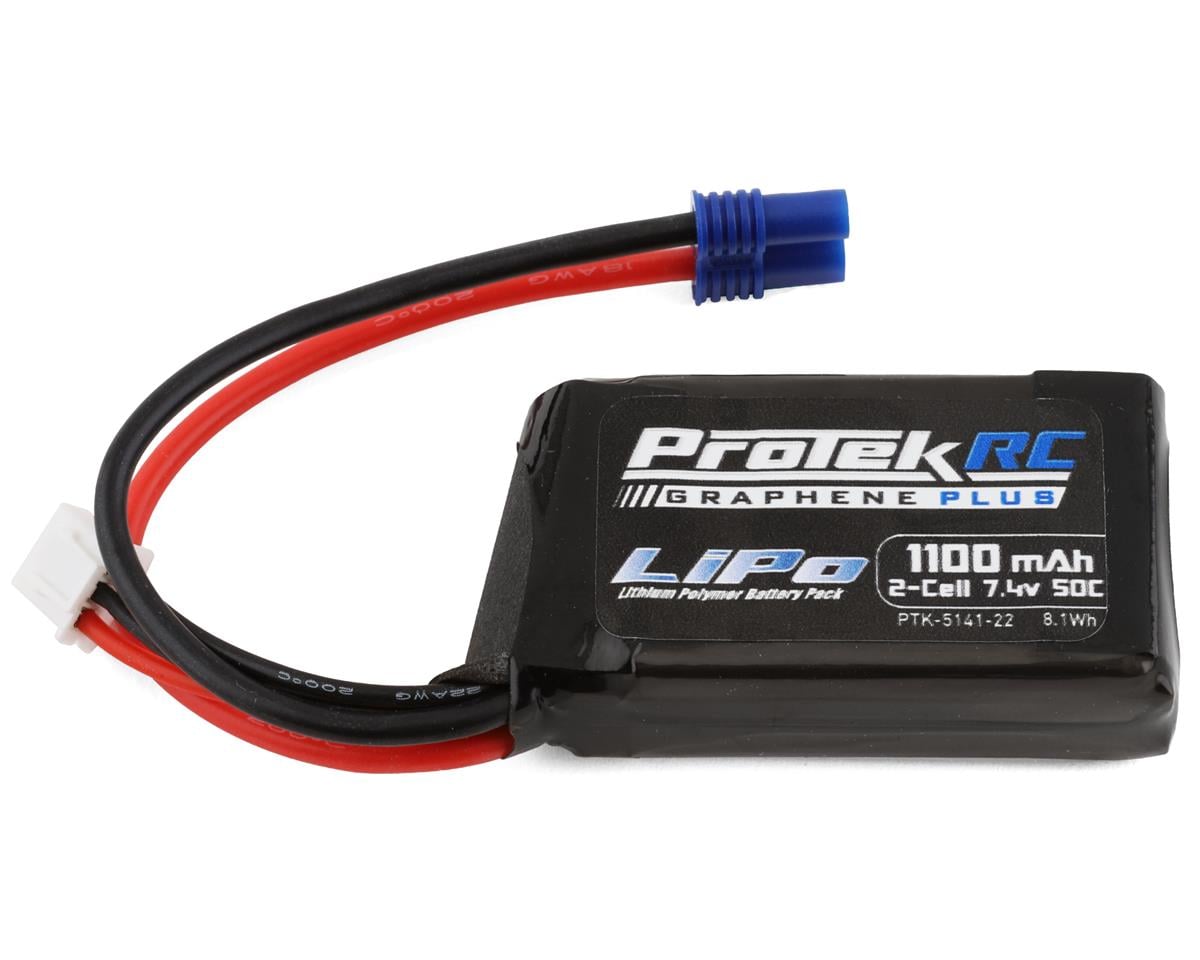 ProTek 2S 50C 1100mah Losi Mini T/b & JRX2 Lipo Battery W/ec2 Connector PTK-5141-22