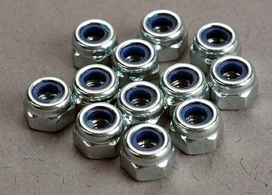 Traxxas 3mm Flanged Nylon Chrome Locking Nuts (12) TRA2745