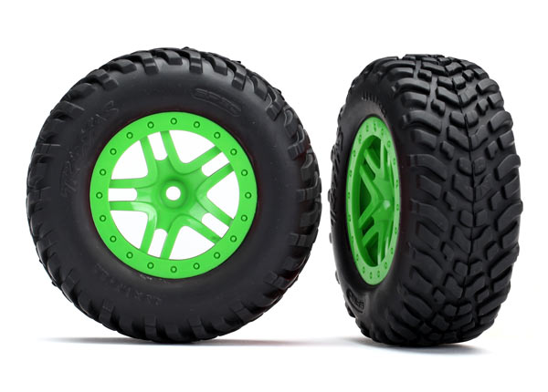 Traxxas Split-spoke Green Wheels & Off-road Tires (2) TRA5892G
