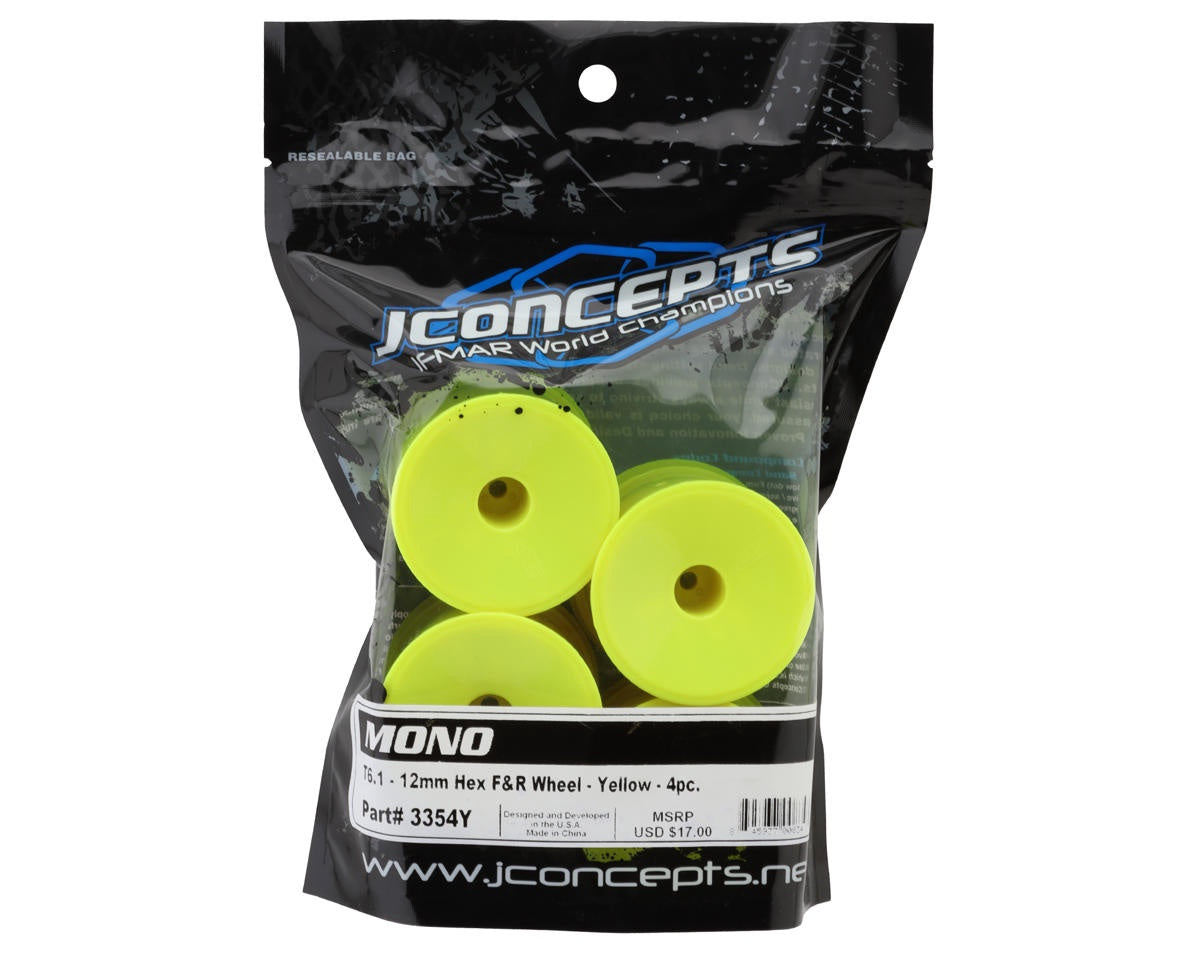 JConcepts 12mm Hex Mono 1/10 Stadium Truck Wheel (4) (T4.1) (Yellow) JCO3354Y