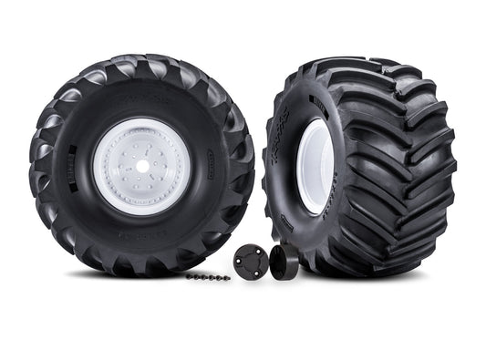 Traxxas White X-monster Wheels w/ Terra Groove Tires (2) TRA7689