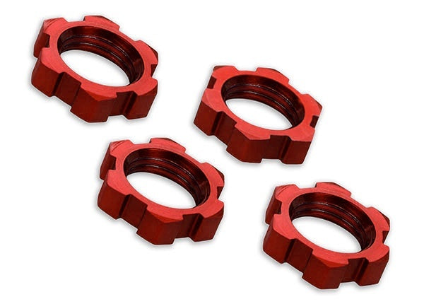 Traxxas Serrated 17mm Red Aluminum Splined Wheel Nuts (4) TRA7758R