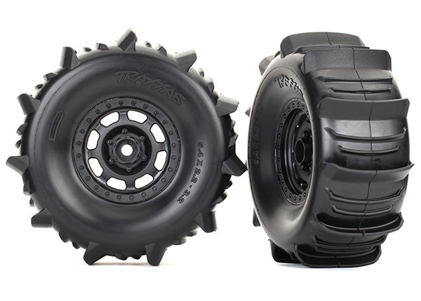 Traxxas Desert Racer Black Wheels w/ Paddle Tires (2) TRA8475