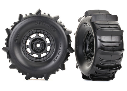 Traxxas Desert Racer Black Wheels w/ Paddle Tires (2) TRA8475